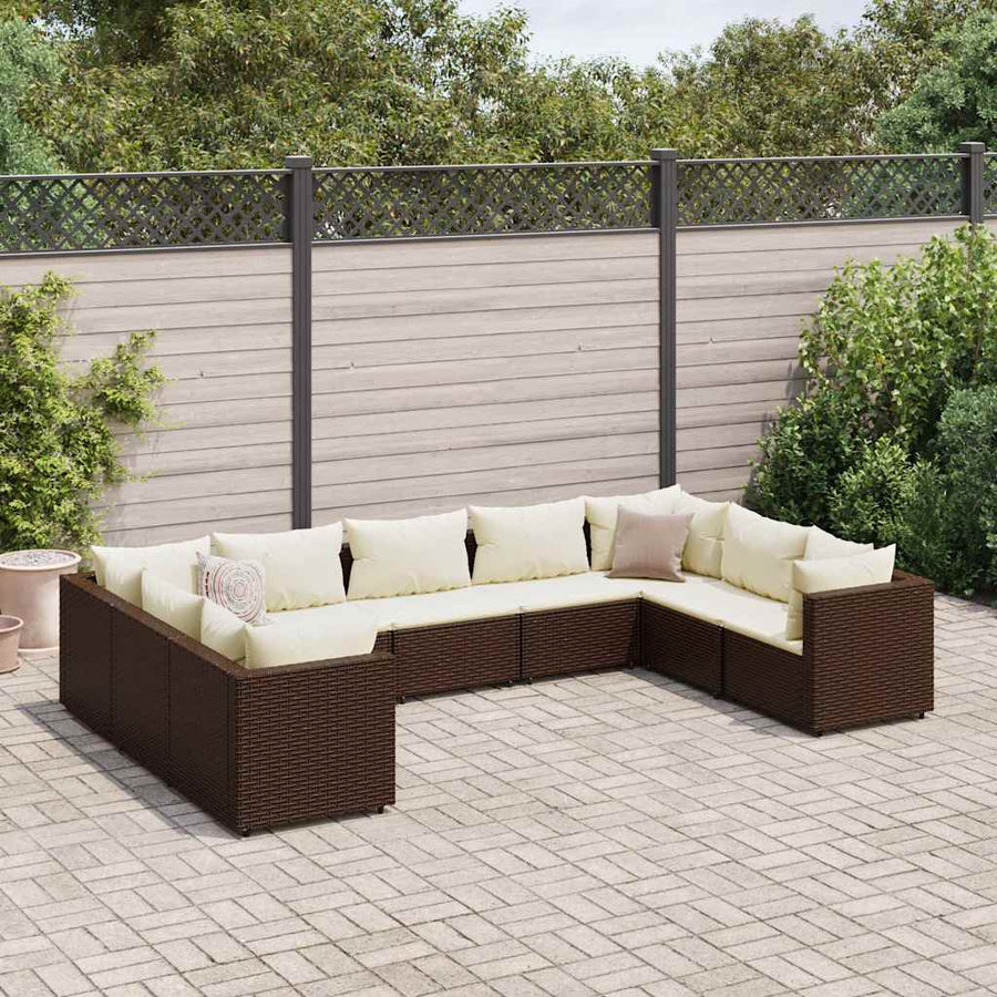 9-Delige Loungeset Met Kussens Poly Rattan 1
