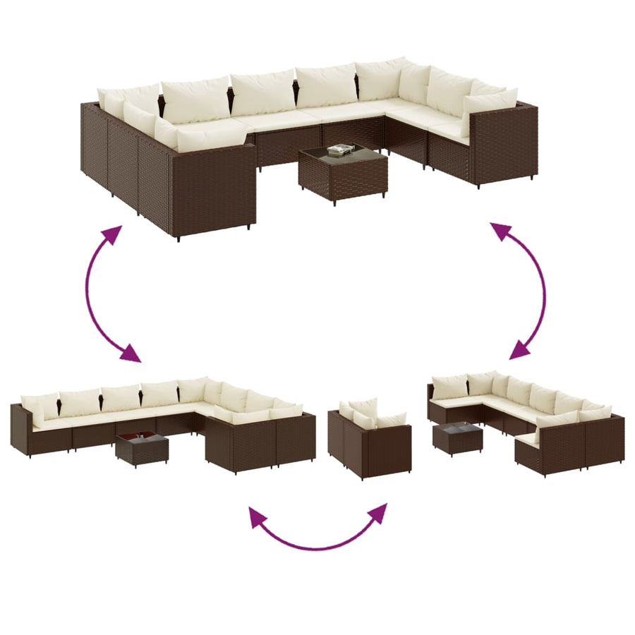 10-Delige Loungeset Met Kussens Poly Rattan 1