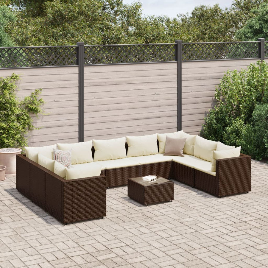 10-Delige Loungeset Met Kussens Poly Rattan 1