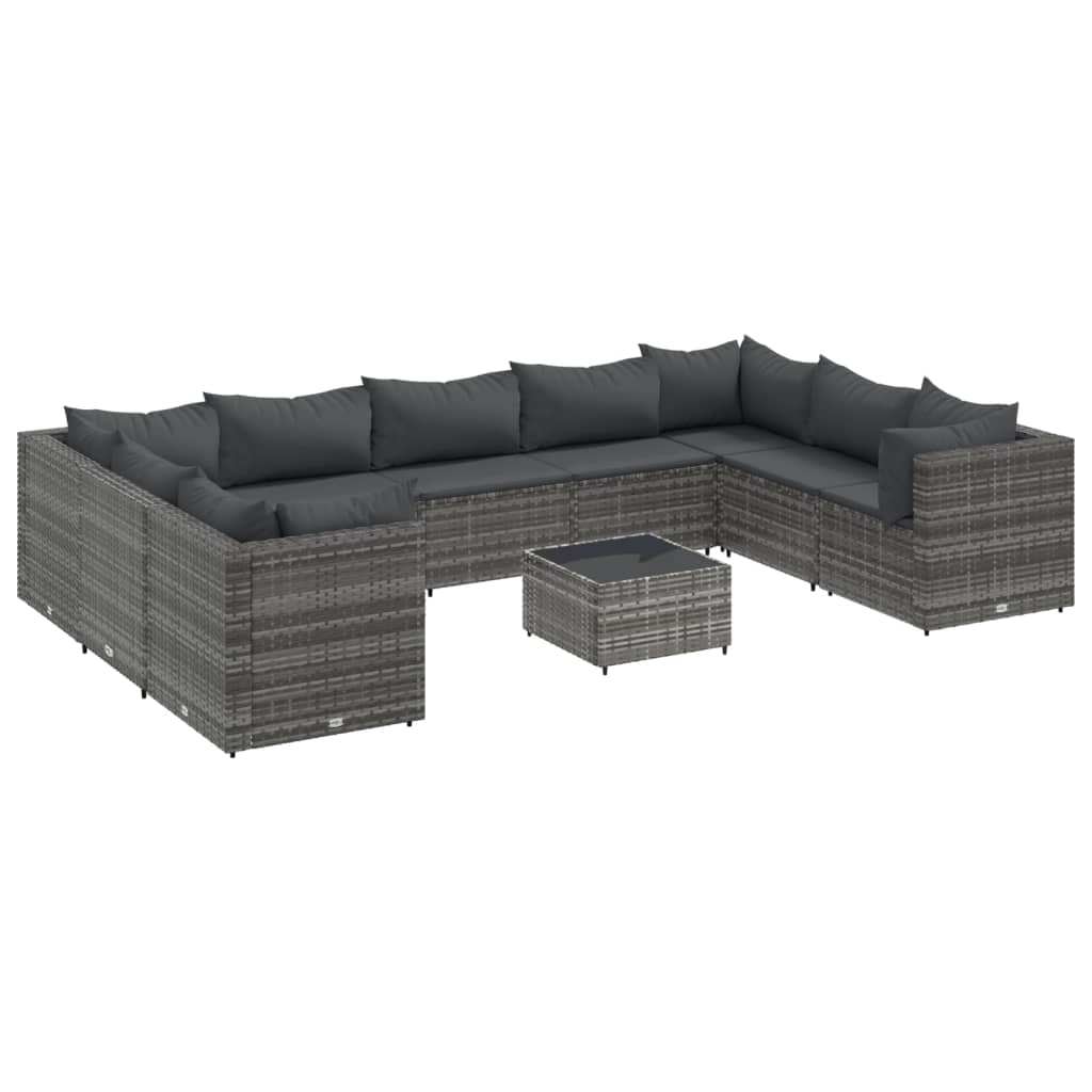 10-Delige Loungeset Met Kussens Poly Rattan 1