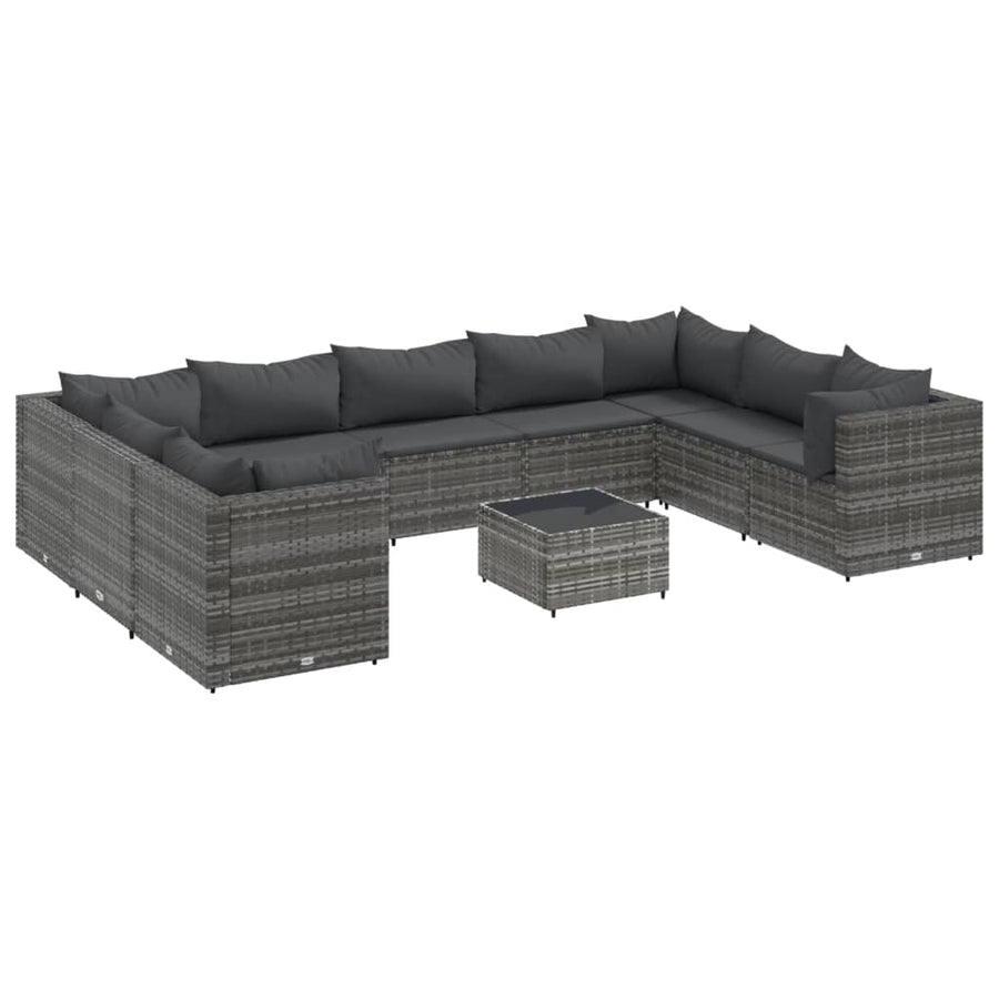 10-Delige Loungeset Met Kussens Poly Rattan 1