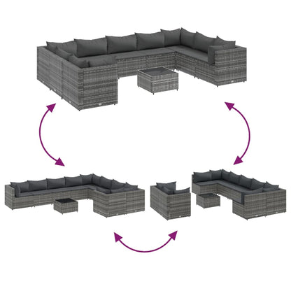 10-Delige Loungeset Met Kussens Poly Rattan 1