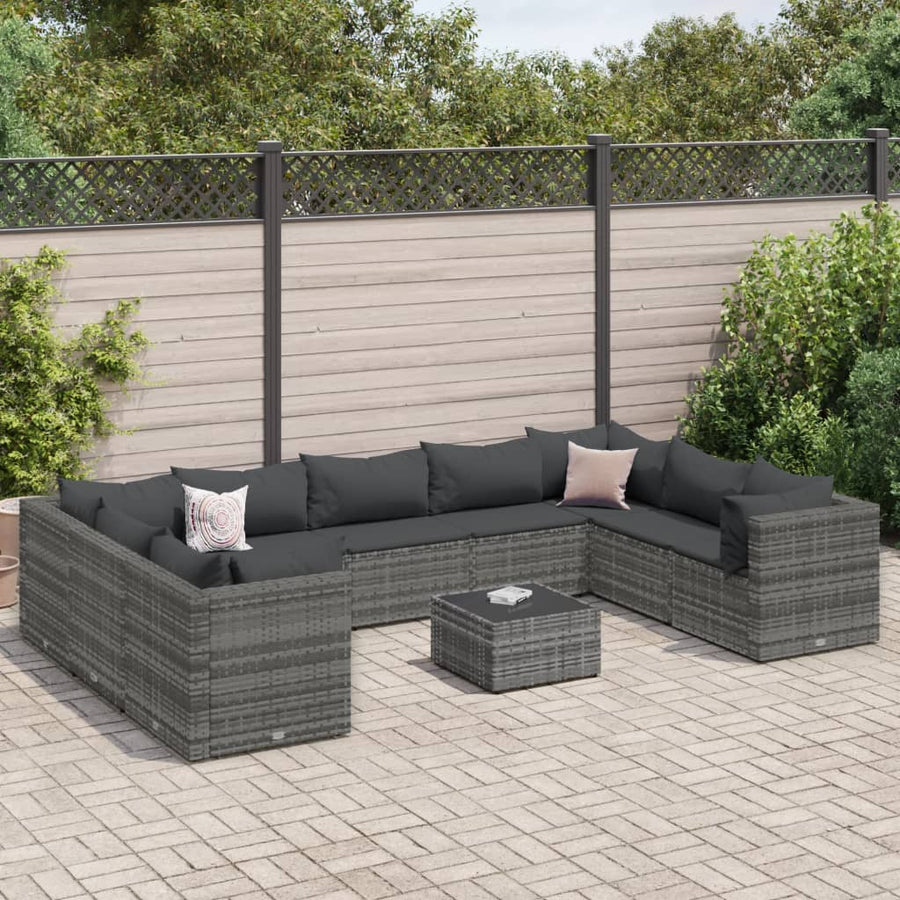 10-Delige Loungeset Met Kussens Poly Rattan 1