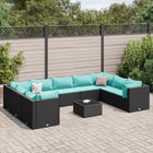 10-piece Lounge Set with cushions poly rattan black