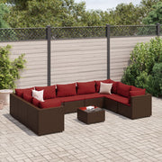 Loungeset poly rattan bruin 10-delig