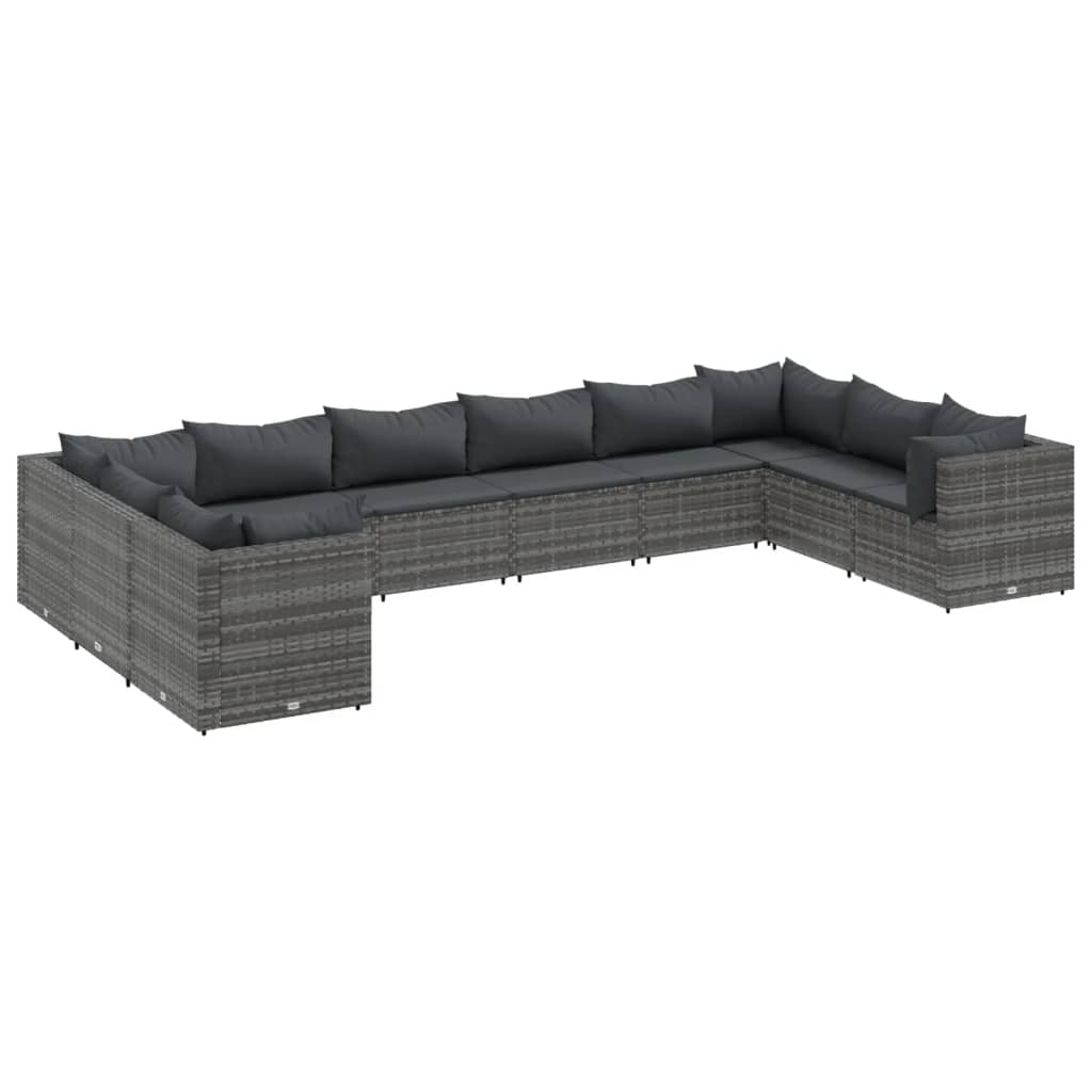 10-Delige Loungeset Met Kussens Poly Rattan 1