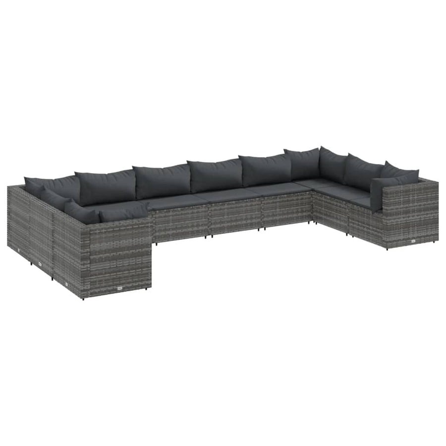 10-Delige Loungeset Met Kussens Poly Rattan 1