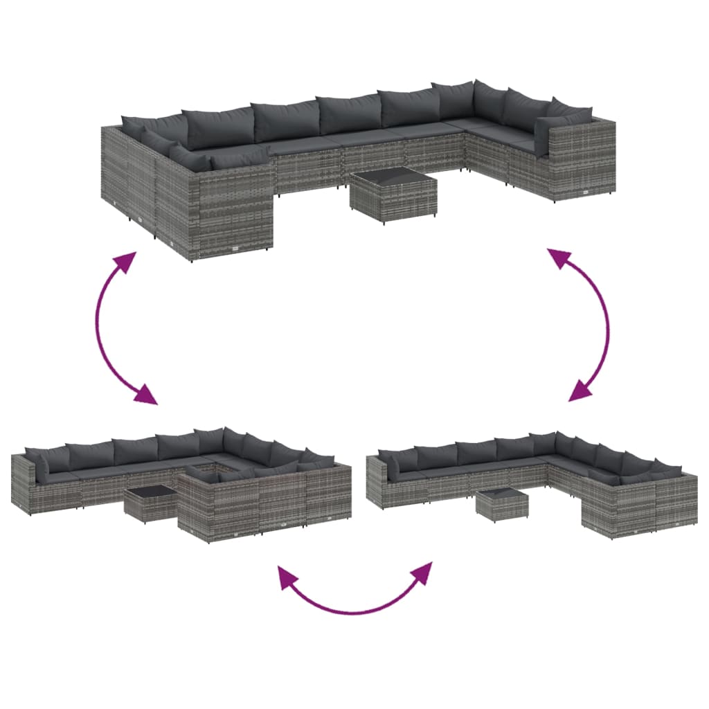 1 Loungeset Met Kussens Poly Rattan 1