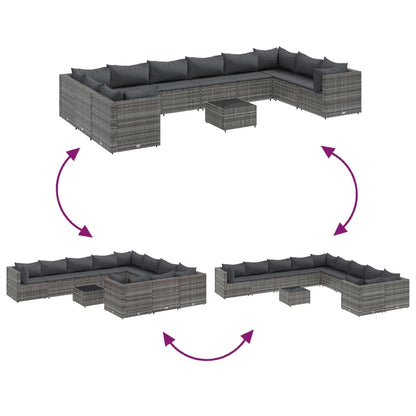 1 Loungeset Met Kussens Poly Rattan 1