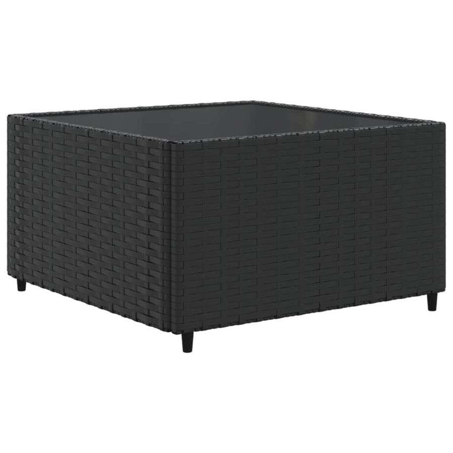 11-delige Loungeset met kussens poly rattan zwart