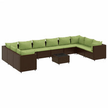 11-delige Loungeset met kussens poly rattan bruin
