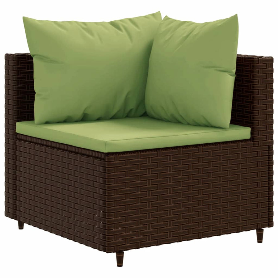 11-delige Loungeset met kussens poly rattan bruin
