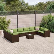 Loungeset poly rattan 11-delig bruin