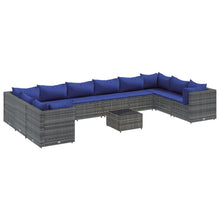 11-delige Loungeset met kussens poly rattan grijs