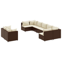 Loungeset Met Kussens Poly Rattan Bruin en crème