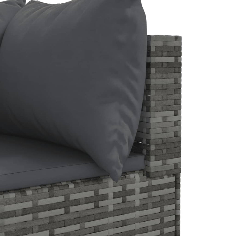 Loungeset Met Kussens Poly Rattan Grijs