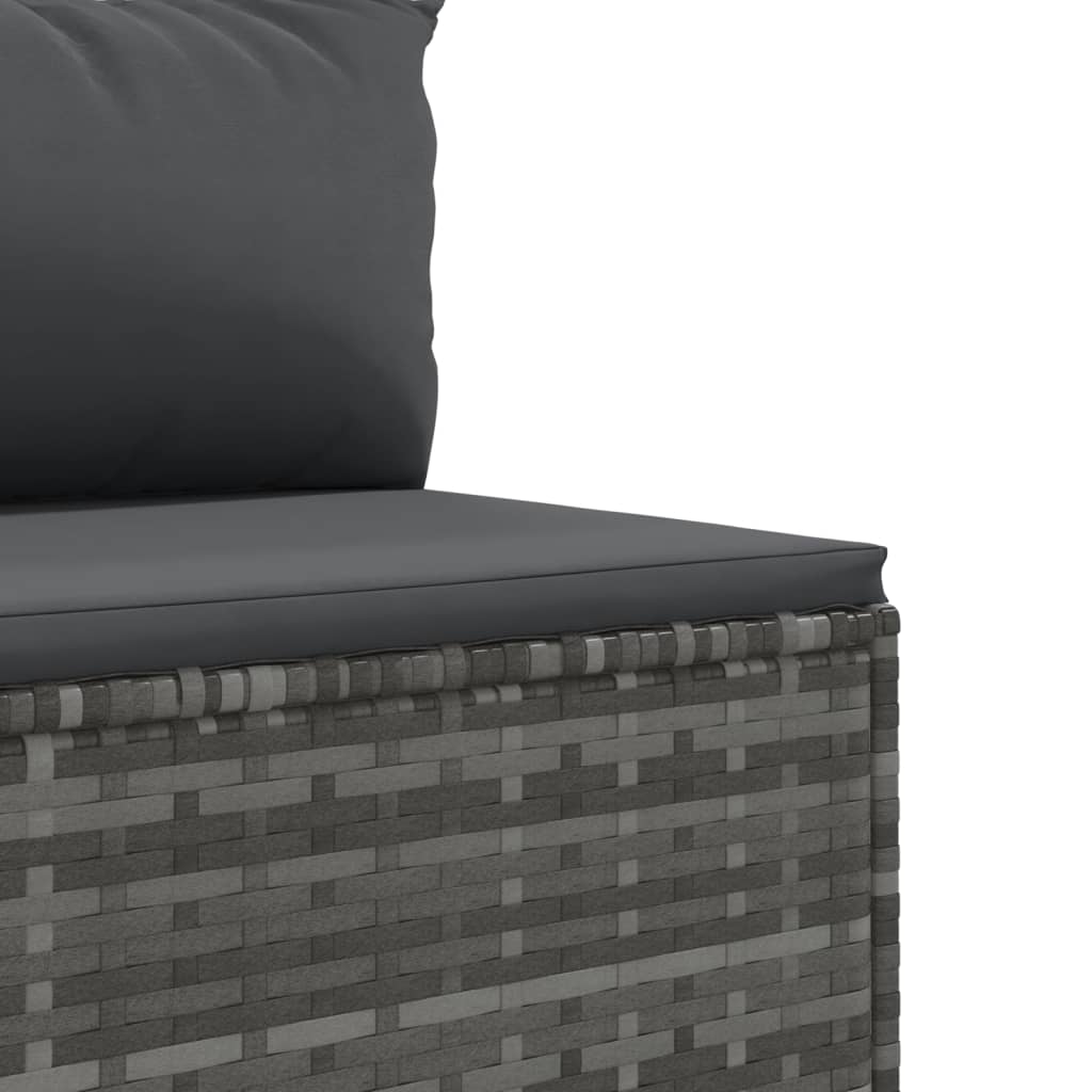 Loungeset Met Kussens Poly Rattan Grijs