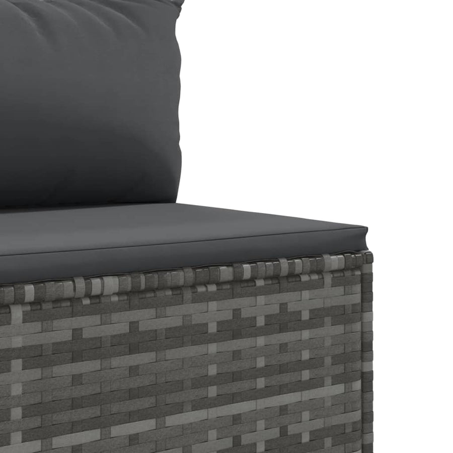 Loungeset Met Kussens Poly Rattan Grijs