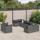 9-delige Loungeset met kussens poly rattan grijs