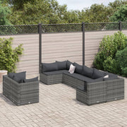Loungeset poly rattan grijs met kussens
