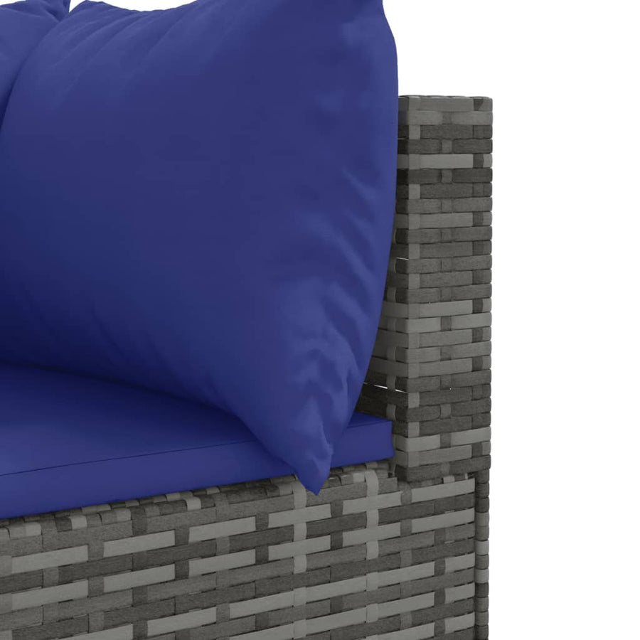 9-delige Loungeset met kussens poly rattan grijs