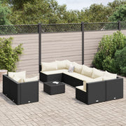 Loungeset 10-delig poly rattan zwart crème
