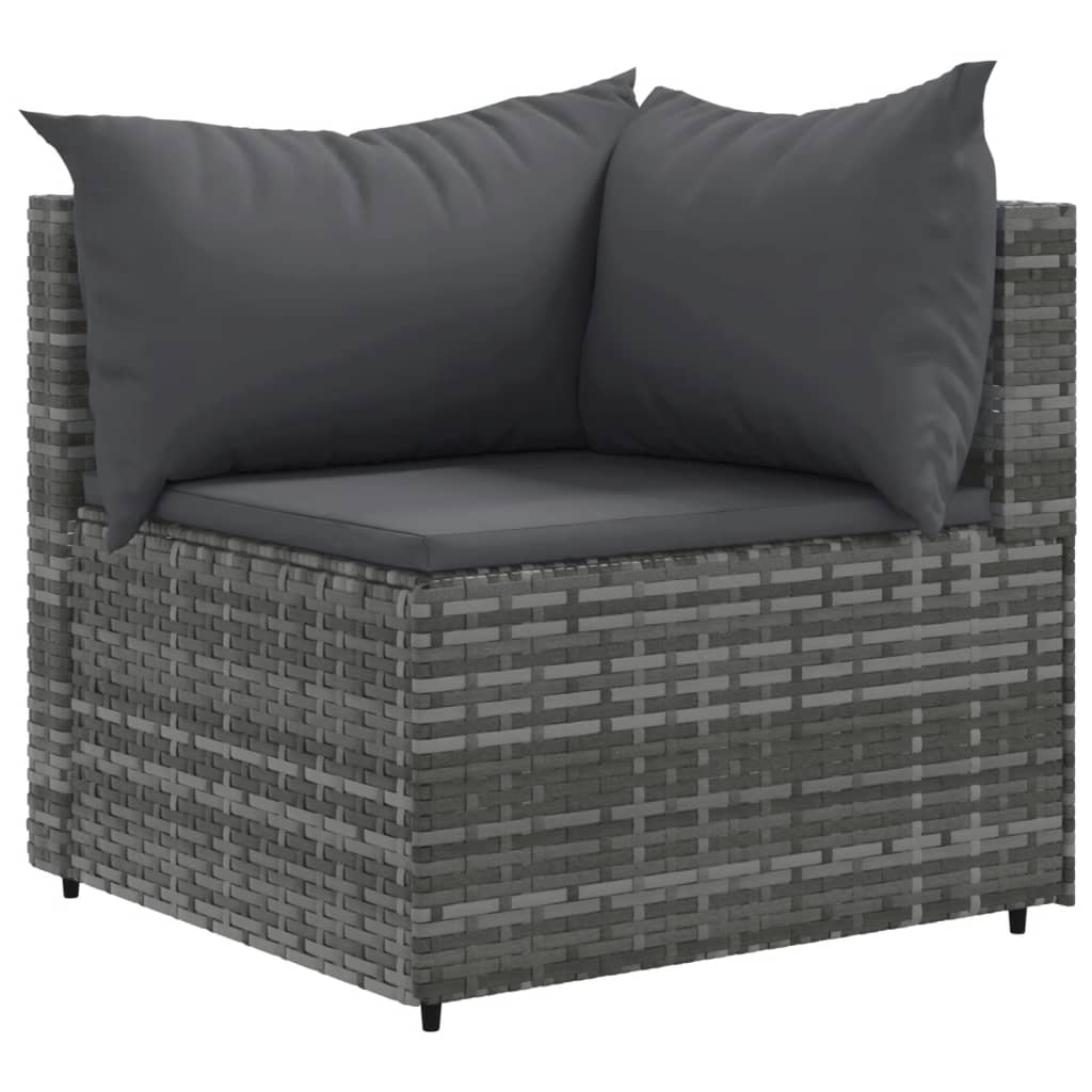 10-Delige Loungeset Met Kussens Poly Rattan Grijs