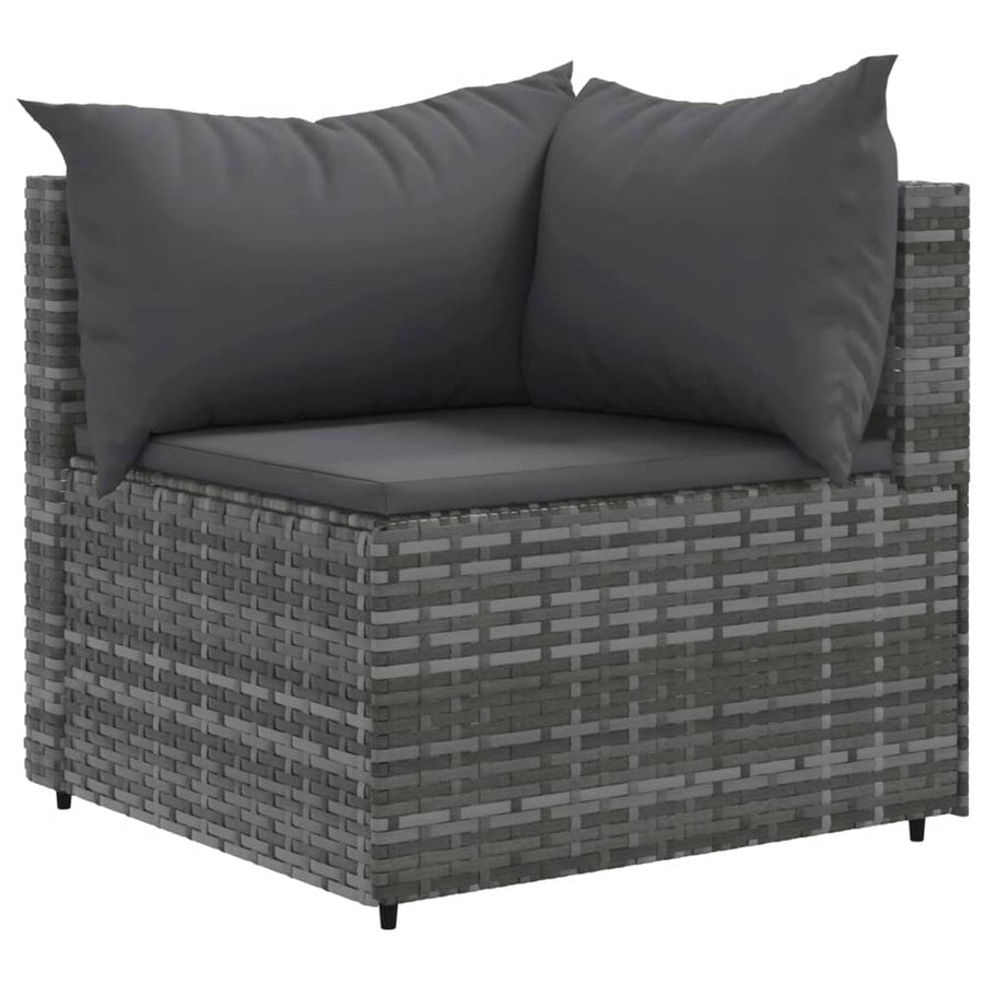 10-Delige Loungeset Met Kussens Poly Rattan Grijs