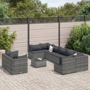 Loungeset 10-delig poly rattan grijs