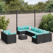 Loungeset 10-delig poly rattan zwart