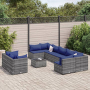 Loungeset 10-delig poly rattan grijs