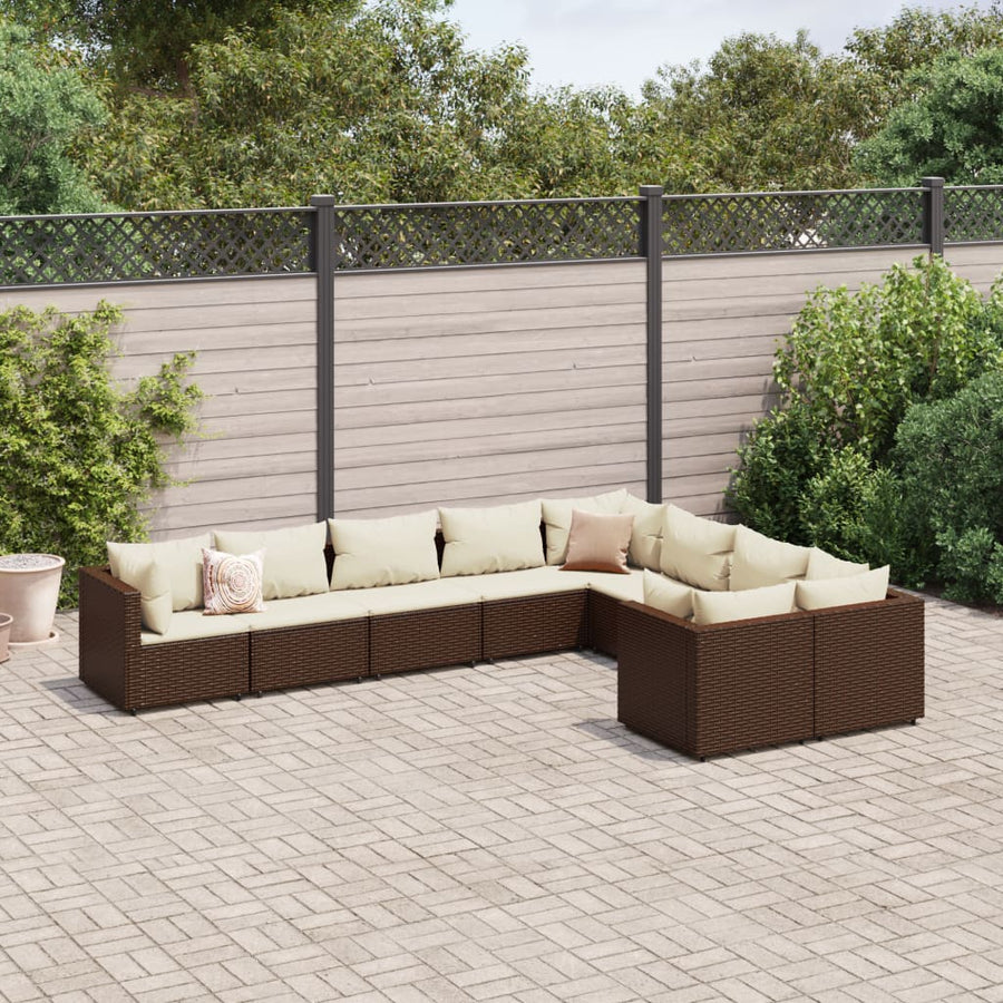 9-Delige Loungeset Met Kussens Poly Rattan 1
