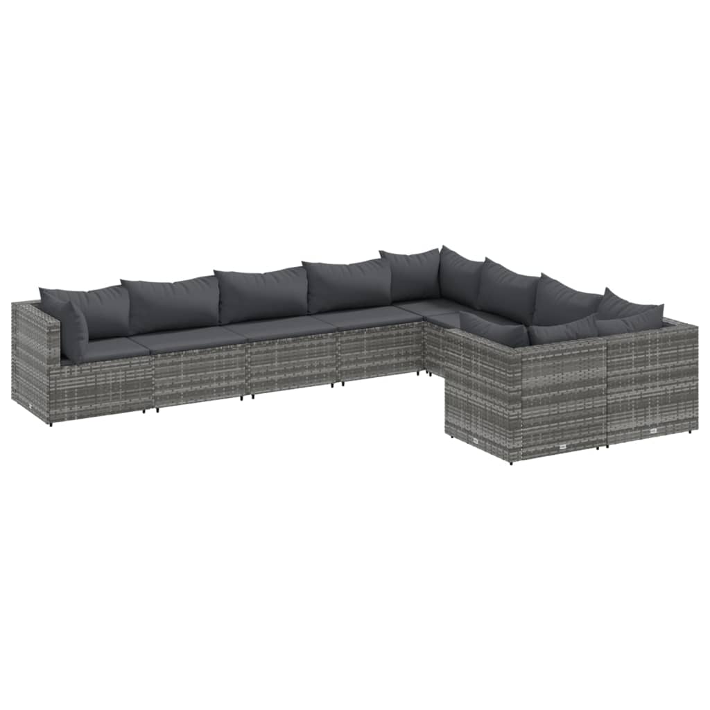 9-Delige Loungeset Met Kussens Poly Rattan 1