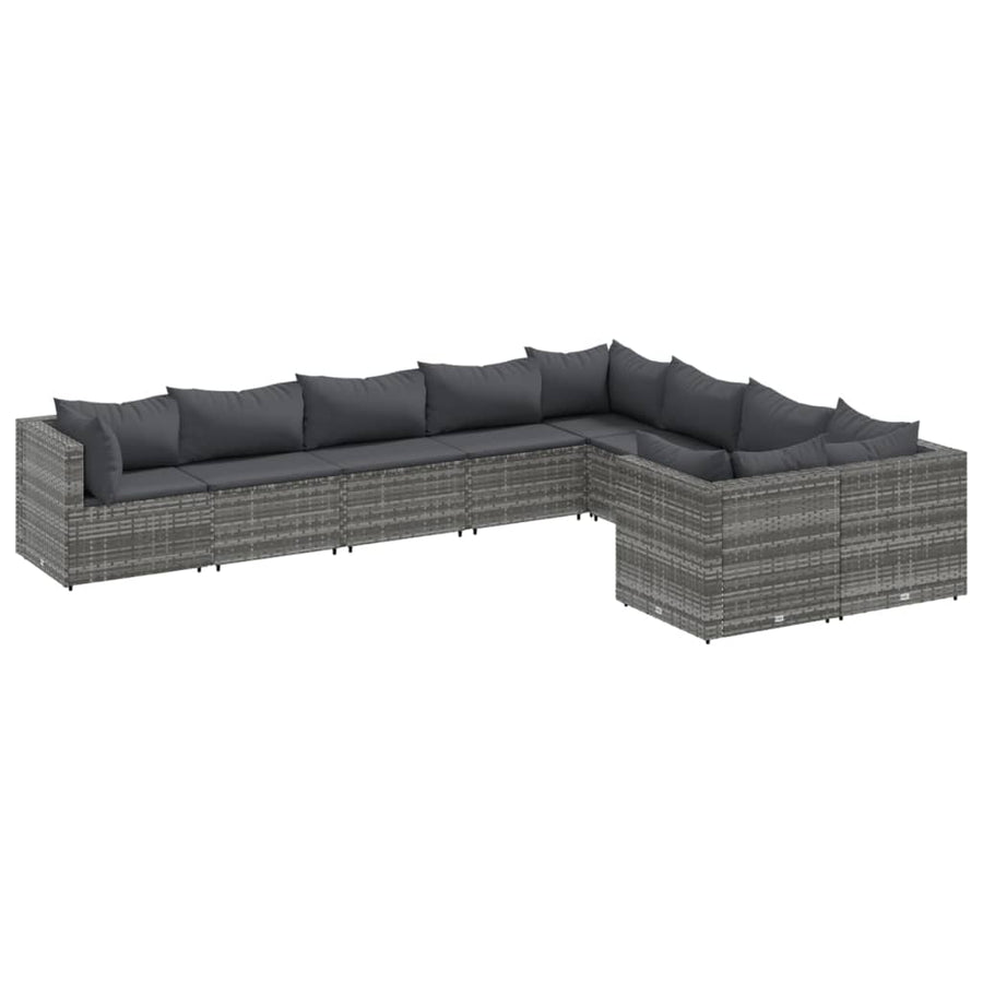9-Delige Loungeset Met Kussens Poly Rattan 1