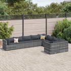 9-delige Loungeset met kussens poly rattan grijs