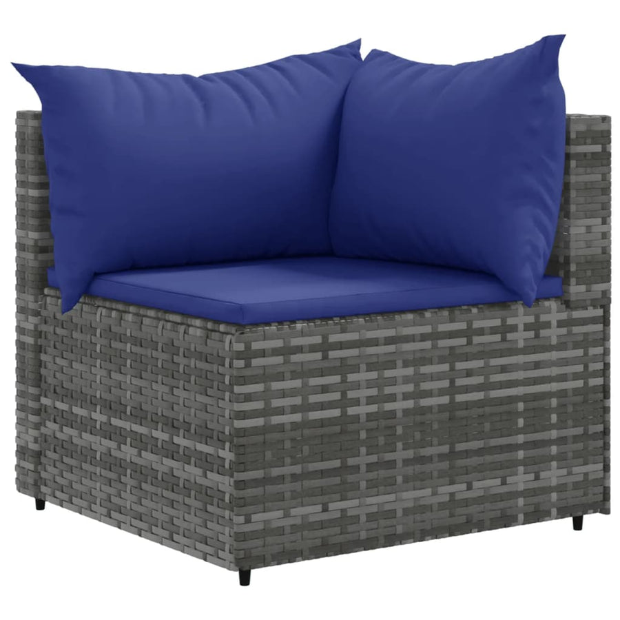 9-delige Loungeset met kussens poly rattan grijs