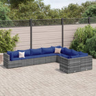 9-delige Loungeset met kussens poly rattan grijs