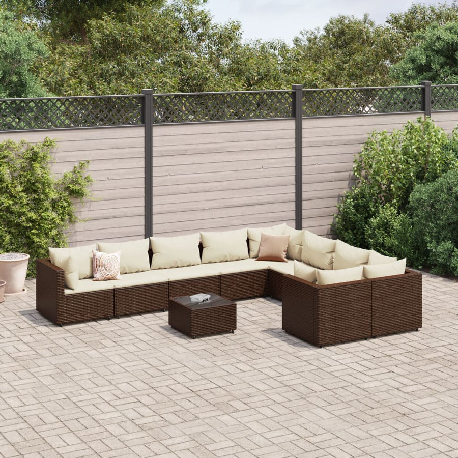 10-Delige Loungeset Met Kussens Poly Rattan 1