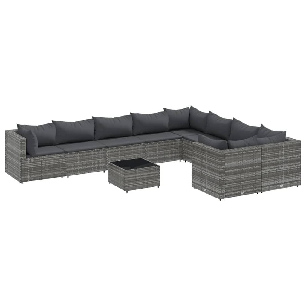 10-Delige Loungeset Met Kussens Poly Rattan 1