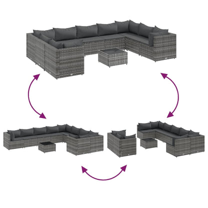 10-Delige Loungeset Met Kussens Poly Rattan 1