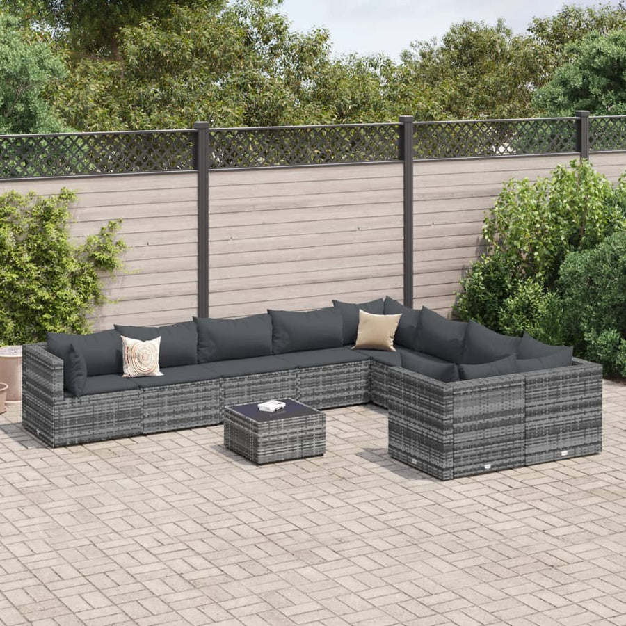 10-Delige Loungeset Met Kussens Poly Rattan 1