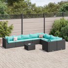Loungeset 10-delig poly rattan zwart