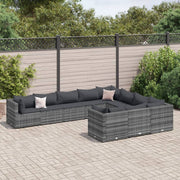 Loungeset 10-delig poly rattan grijs
