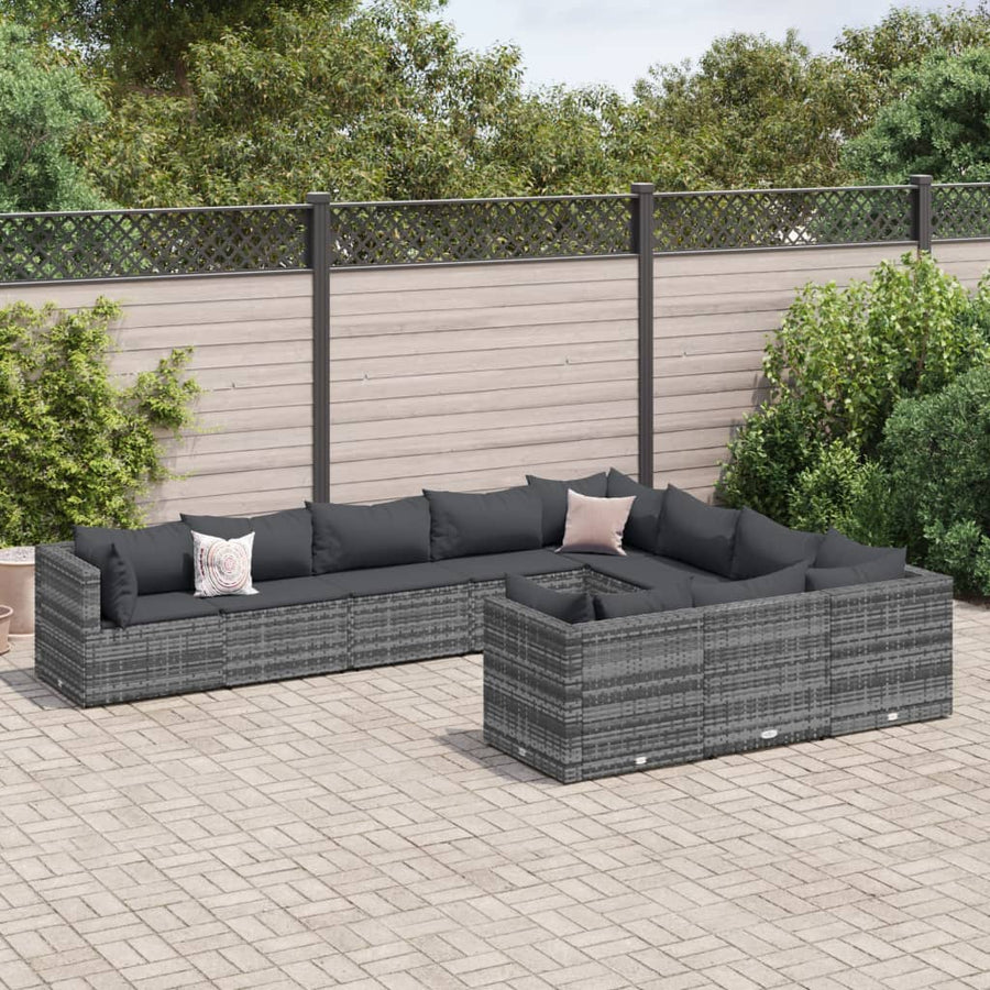 10-Delige Loungeset Met Kussens Poly Rattan 1
