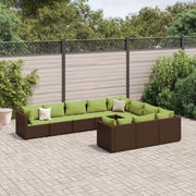 Loungeset poly rattan bruin 10-delig