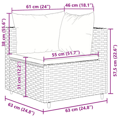 11-delige Loungeset met kussens poly rattan zwart