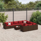 11-delige Loungeset met kussens poly rattan bruin