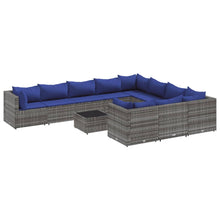 11-delige Loungeset met kussens poly rattan grijs