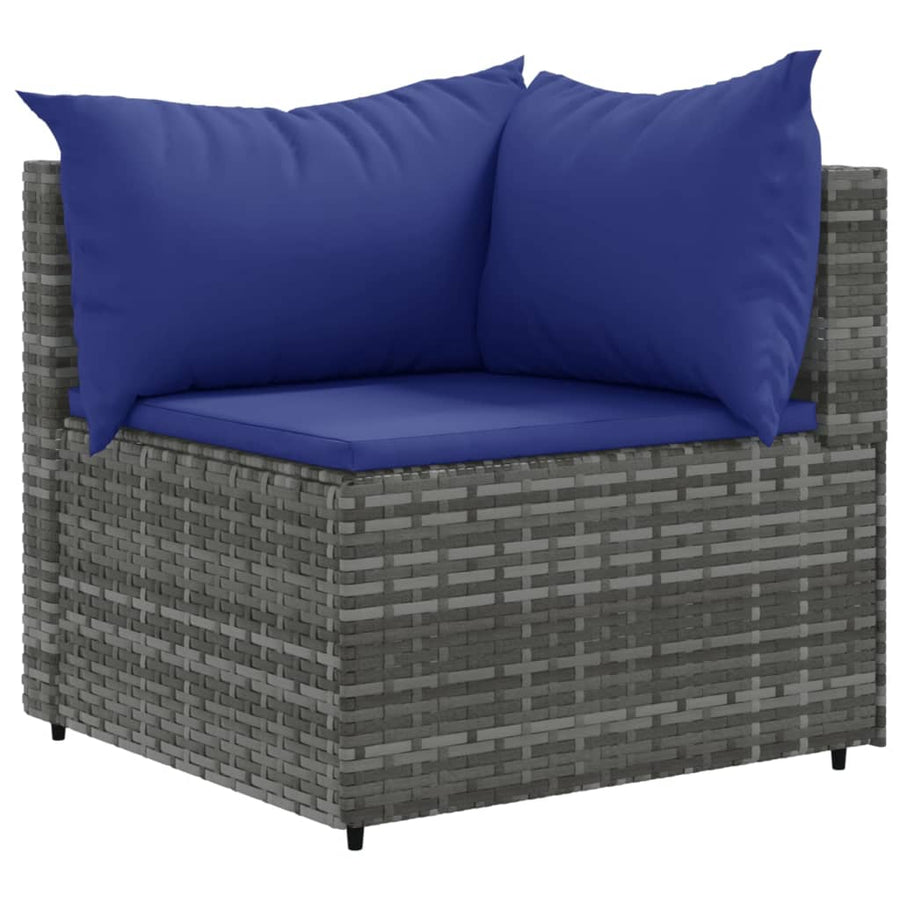 11-delige Loungeset met kussens poly rattan grijs