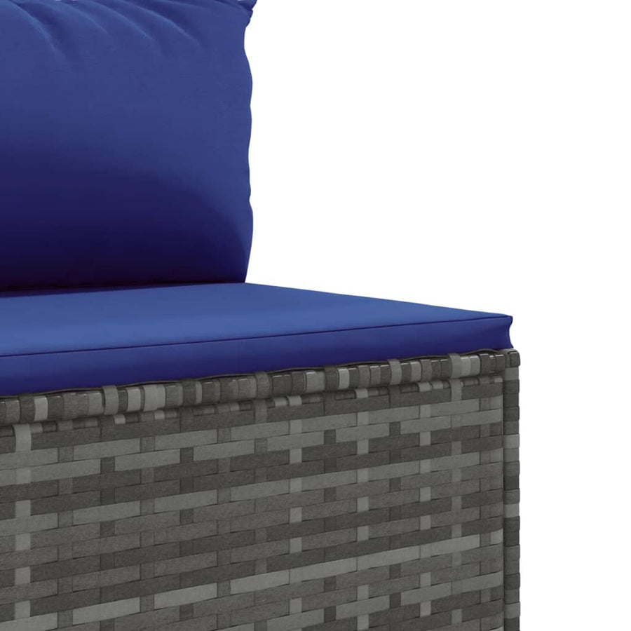 11-delige Loungeset met kussens poly rattan grijs